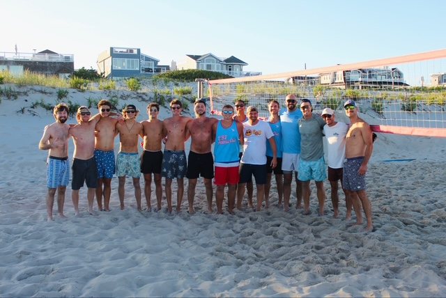 Every team together at the net at the end of the night